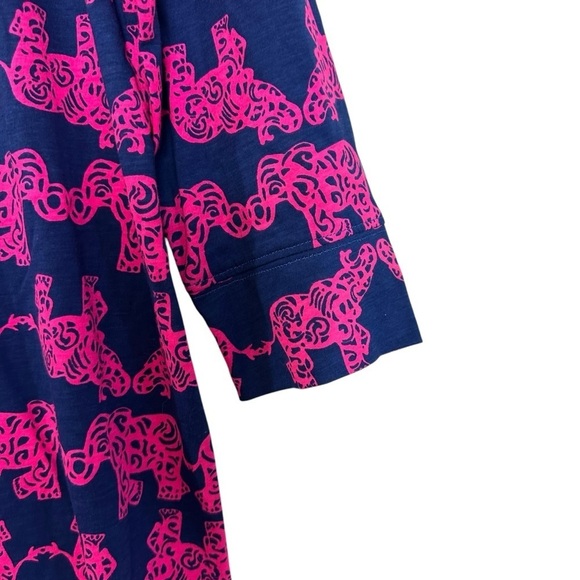 Lilly Pulitzer Navy Indigo Pink Marlowe Dress Elephants “Pack Your Trunk” - Picture 6 of 11